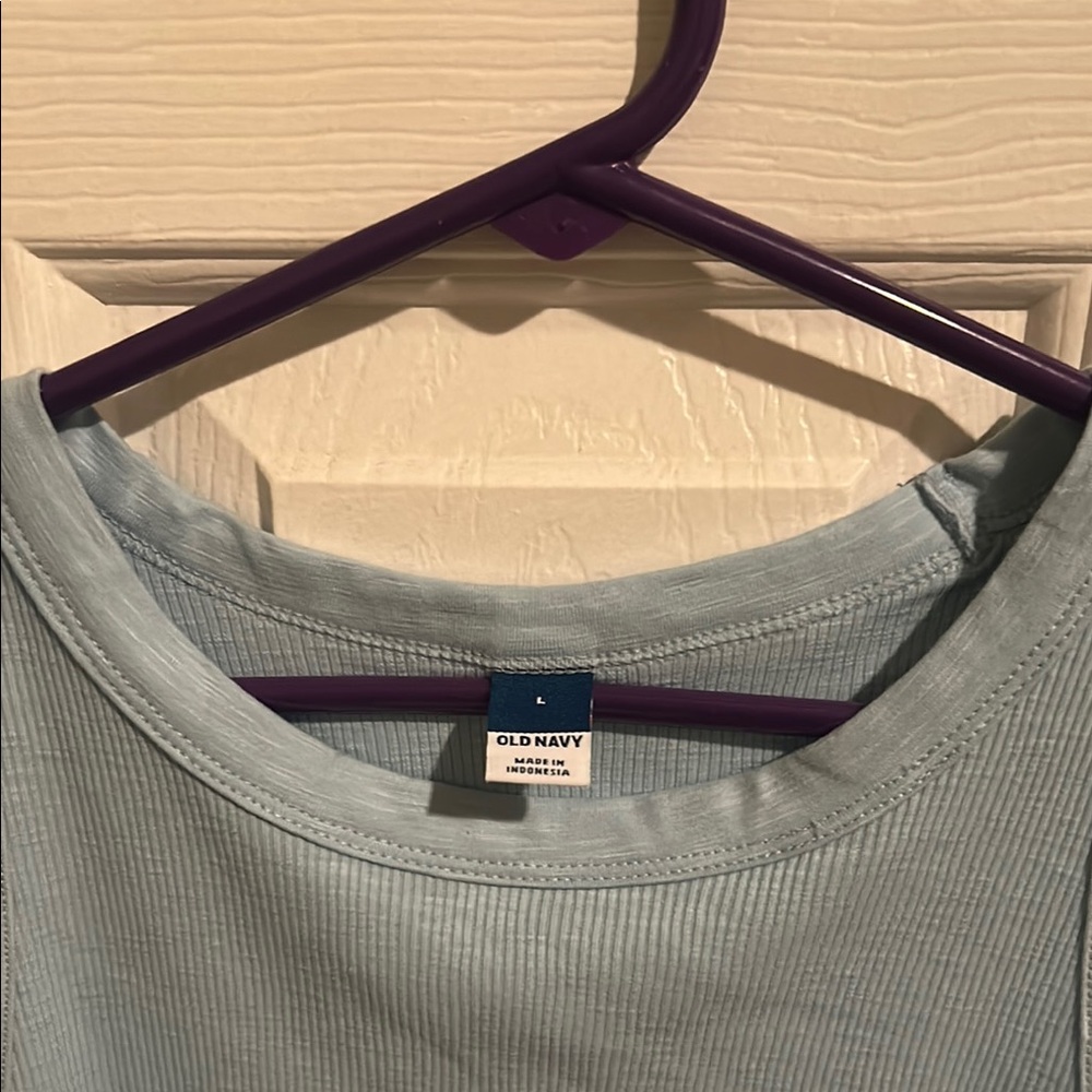 Old Navy Blue Ribbed Ruffled Tank Top - Picture 2 of 3